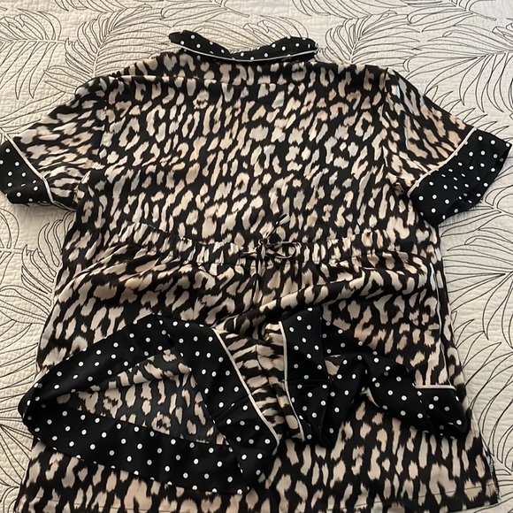 Leopard Print Pajama Set with Polka Dot Trim - Picture 3 of 3